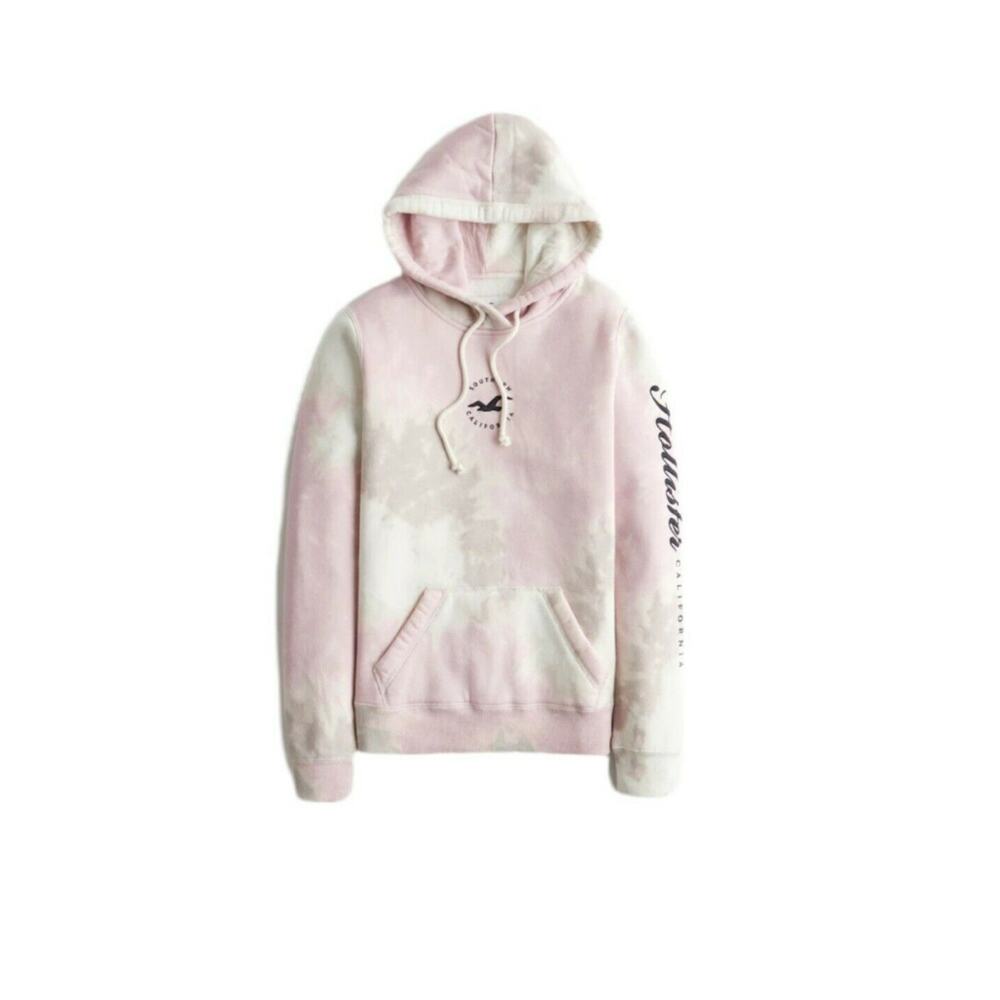 Hollister girls White purple Logo Hoodie Sweatshirt Sz L